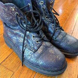 Dr Doc Martens Baroque Boots Size 7 EU 38 Pascal Purple Gold Leather Combat Moto